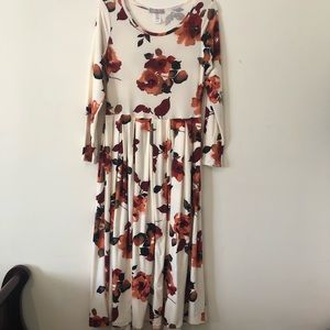Long Sleeve Flower Print Dress